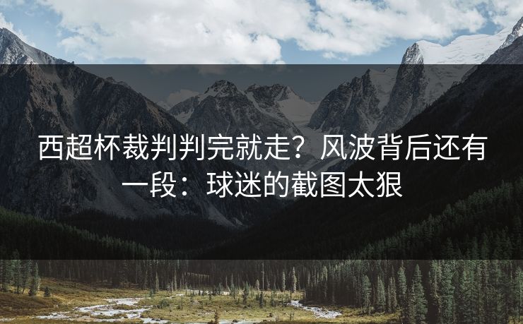 西超杯裁判判完就走?风波背后还有一段:球迷的截图太狠