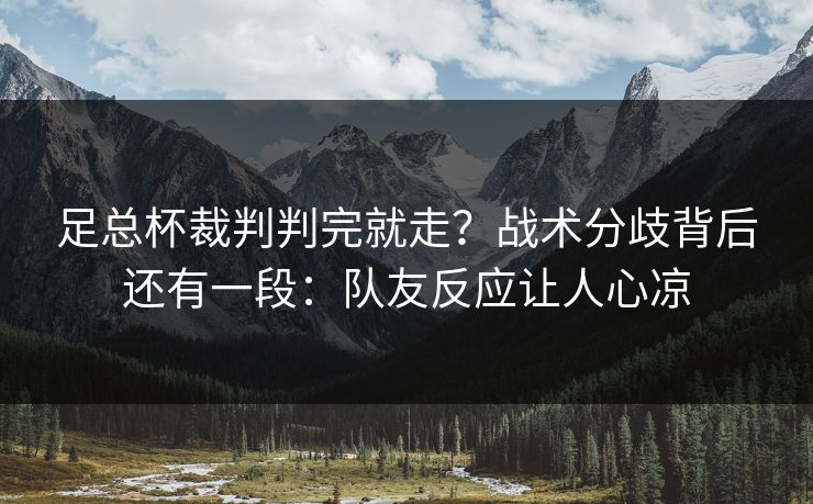足总杯裁判判完就走？战术分歧背后还有一段：队友反应让人心凉