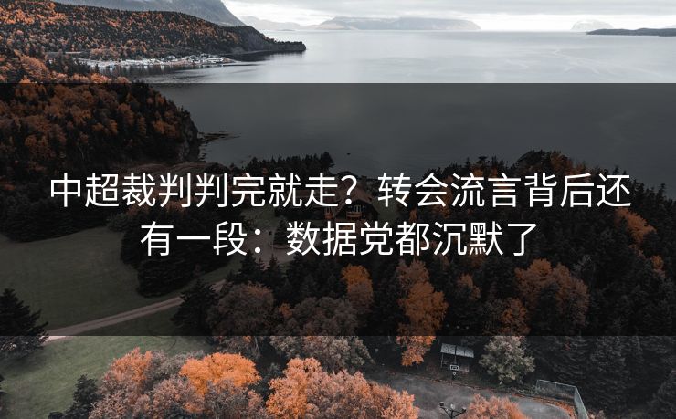中超裁判判完就走？转会流言背后还有一段：数据党都沉默了