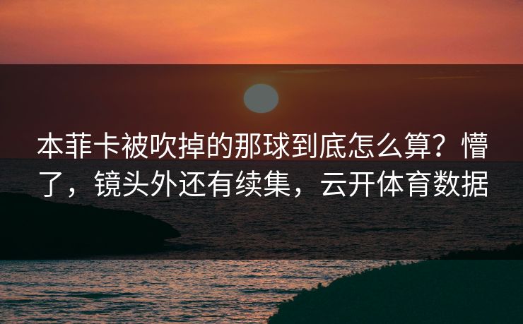 本菲卡被吹掉的那球到底怎么算？懵了，镜头外还有续集，云开体育数据