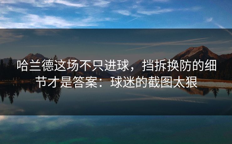 哈兰德这场不只进球，挡拆换防的细节才是答案：球迷的截图太狠
