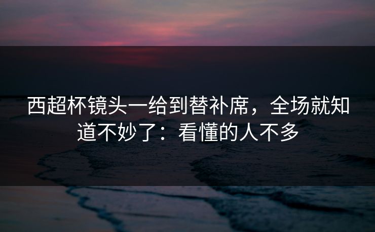 西超杯镜头一给到替补席,全场就知道不妙了:看懂的人不多