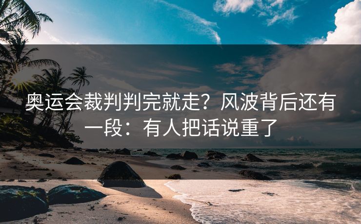 奥运会裁判判完就走？风波背后还有一段：有人把话说重了