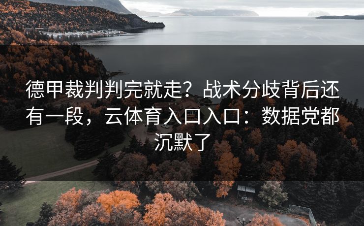 德甲裁判判完就走？战术分歧背后还有一段，云体育入口入口：数据党都沉默了